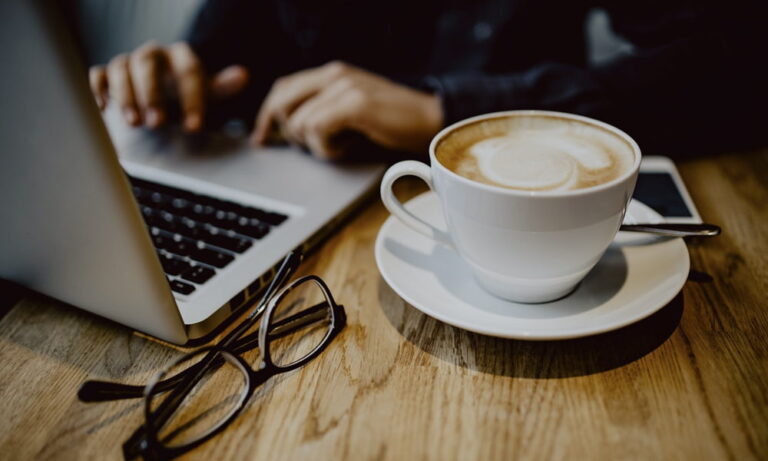 A close up of a coffee cup.