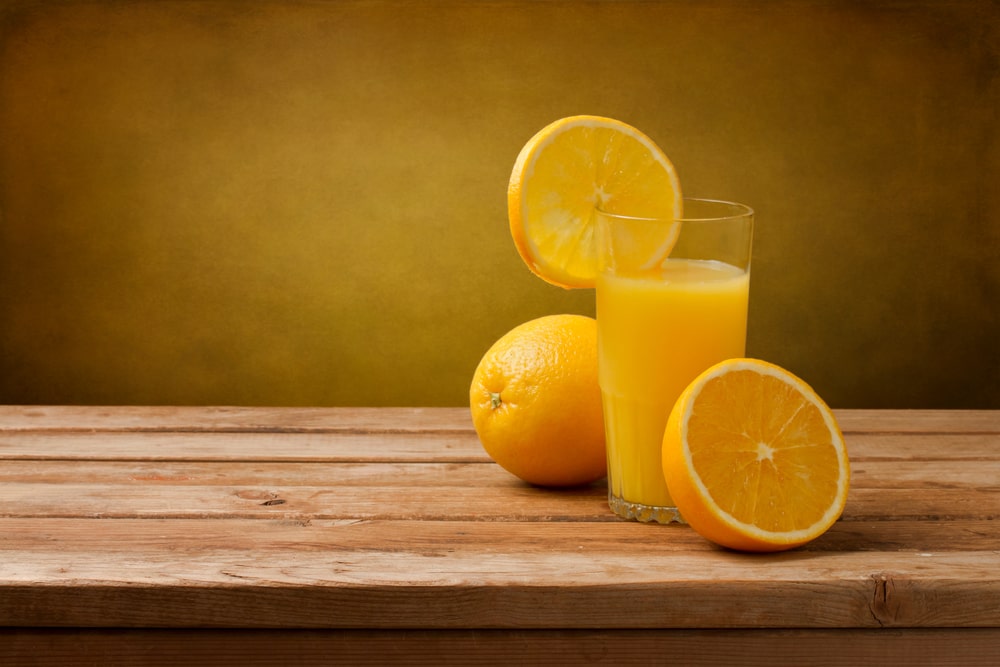 Fresh orange juice in a glass.