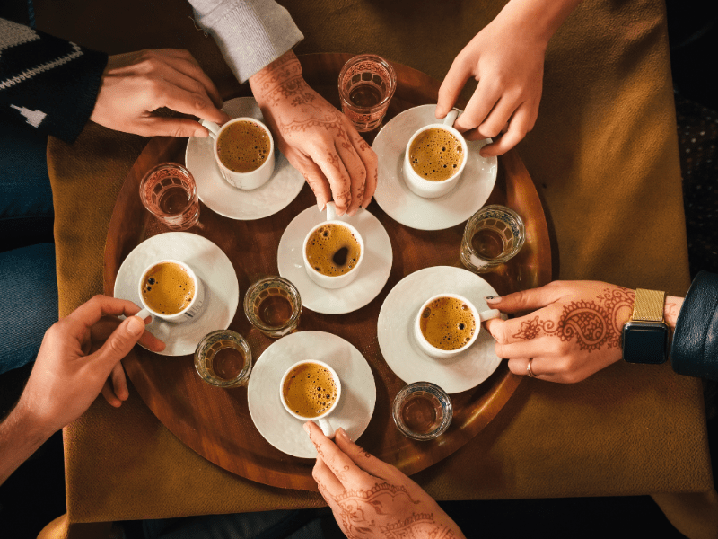 Espresso coffee in cups.