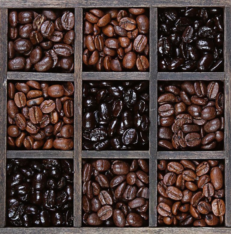 Light and dark coffee beans