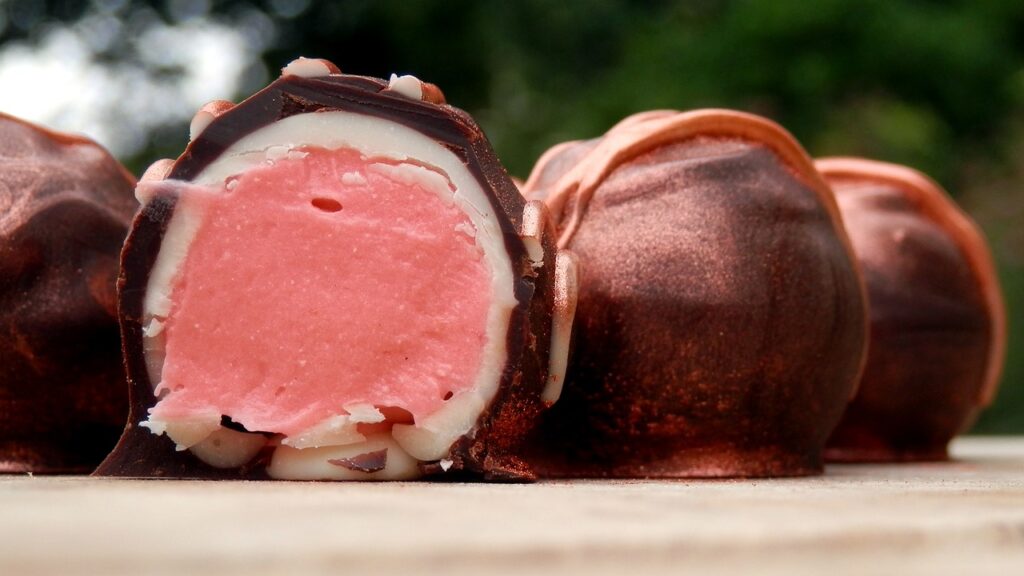 rhubarb, truffle, chocolate