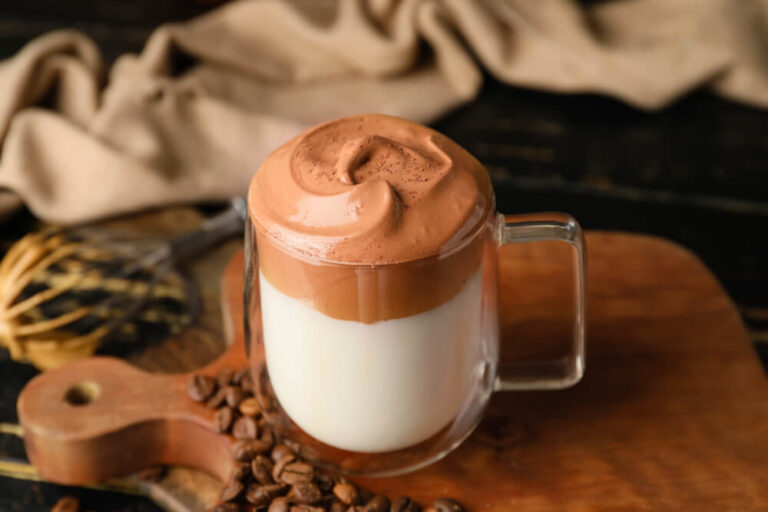 dalgona coffee in a table