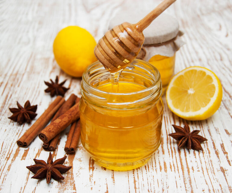 Fresh honey with spices and lemon