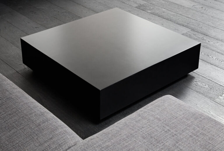 Black square coffee-table, modern interior - How big should a coffee table be