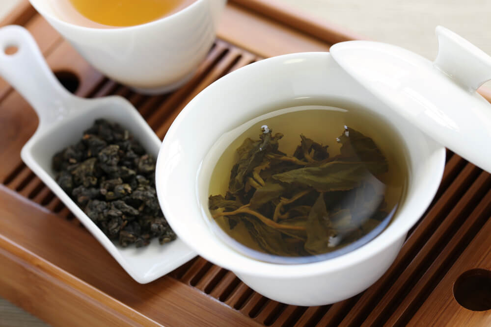 a cup of oolong tea