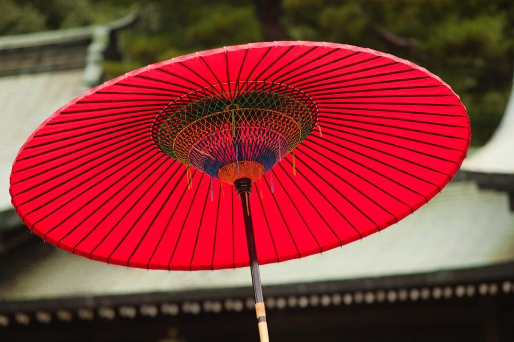 a Japanese red parasol