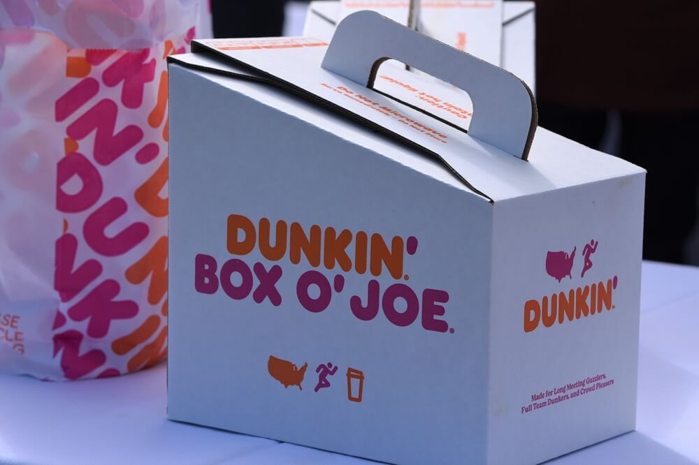 A box of Dunkin’ Donuts Box O’Joe