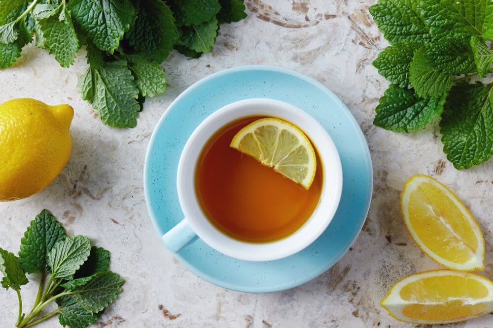Lemon balm tea with honey