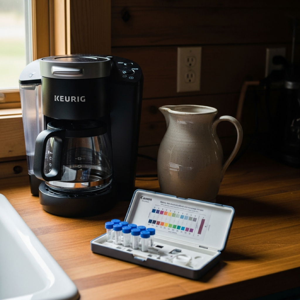 keurig coffee maker in rustic farmhouse kitchen well water p 20260302 073758 1200