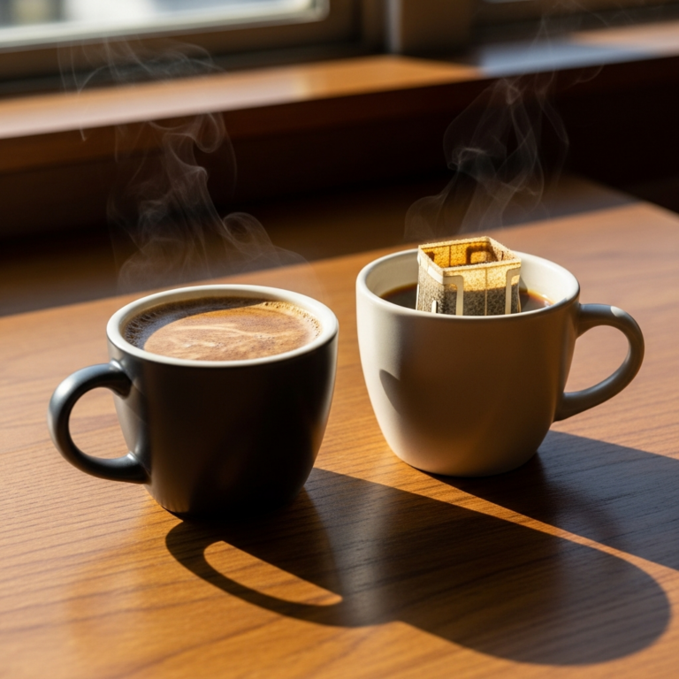 an americano coffee and a drip coffee in different style mug 20260413 063421