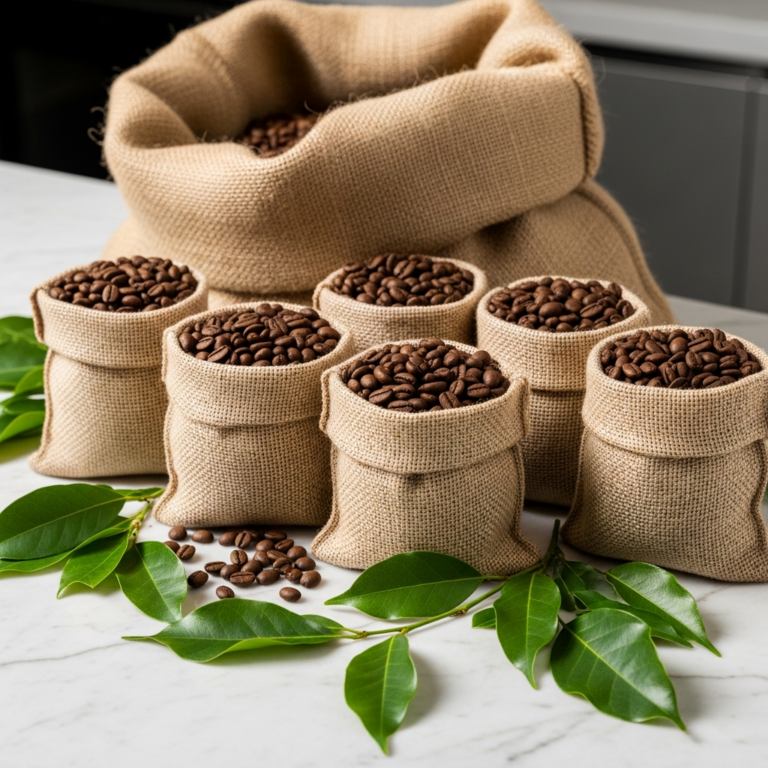 several bags of organic whole coffee beans arranged on a mar 20260413 063140