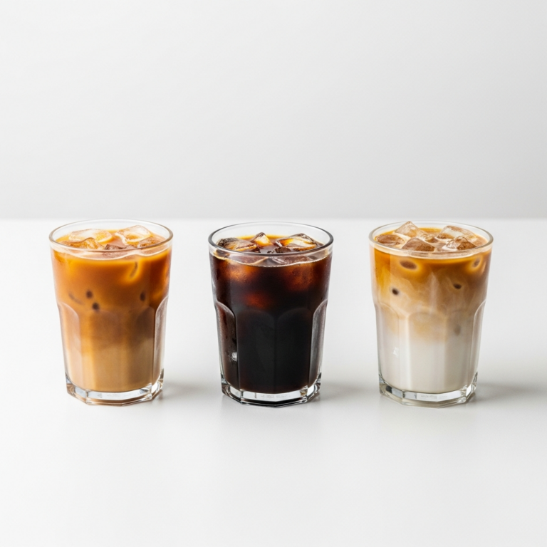 Iced coffee vs cold brew vs iced latte side by side comparison