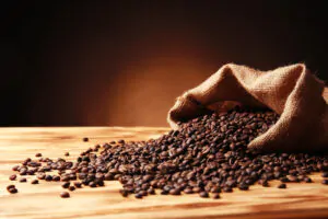 coffee beans with juta bag