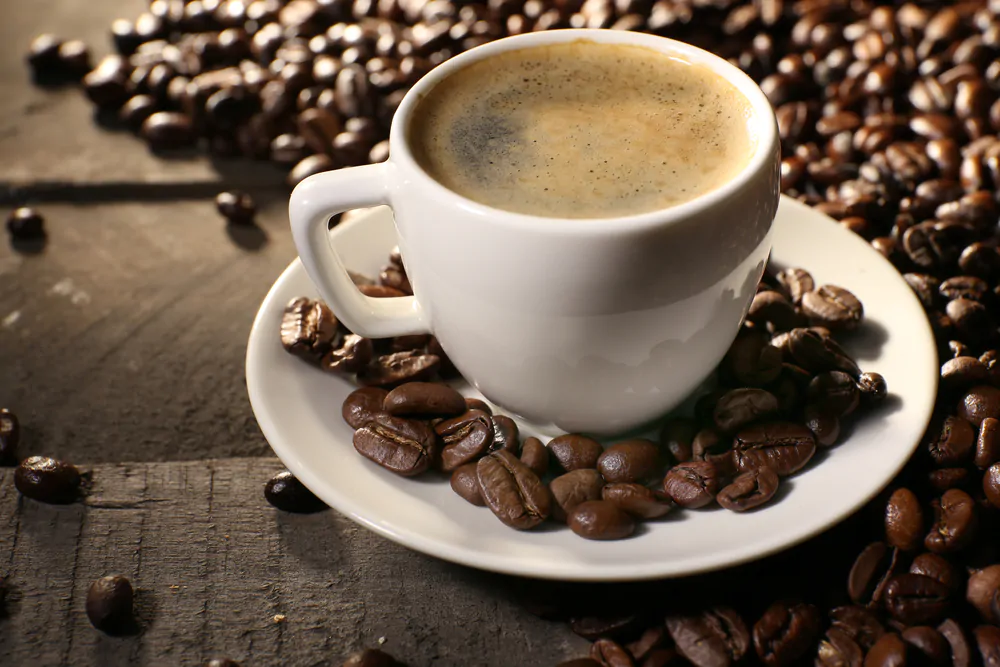 espresso coffee with espresso beans