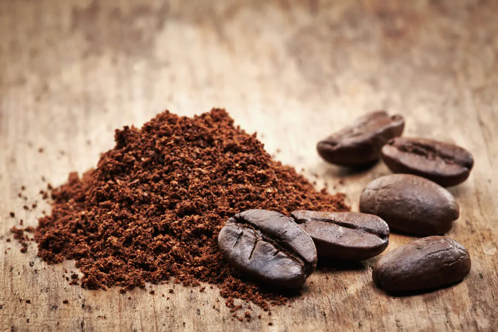 ground coffee and coffee beans