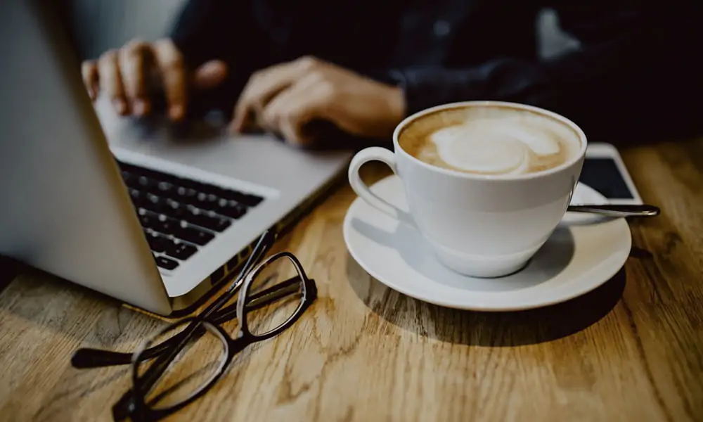A close up of a coffee cup.