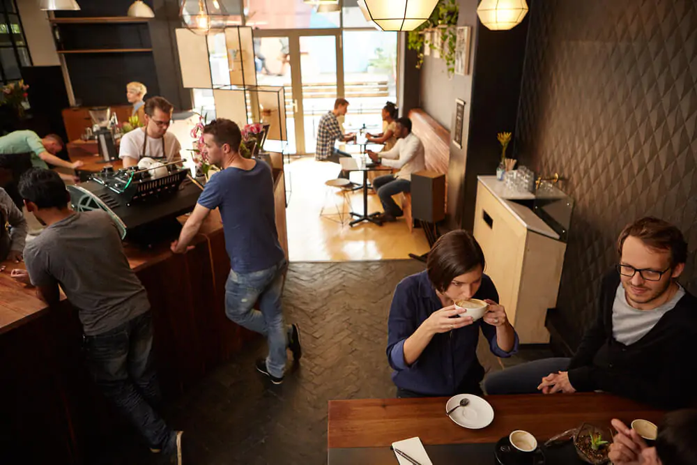 coffee shop with a lot of customers
