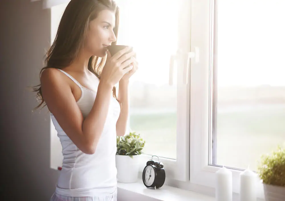 Woman drinking coffee