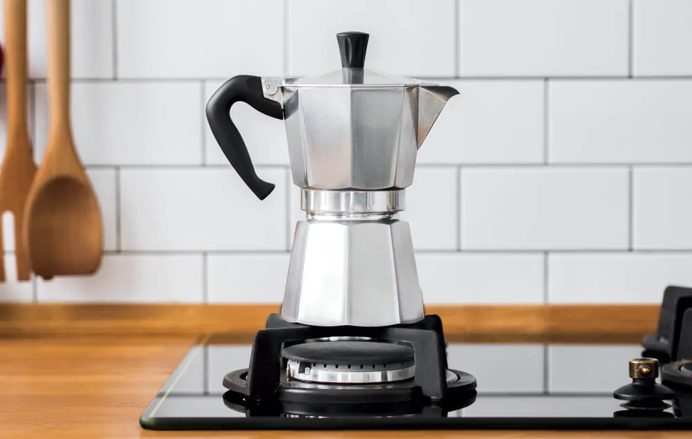 silver-Moka-pot-in-a-gas-stove