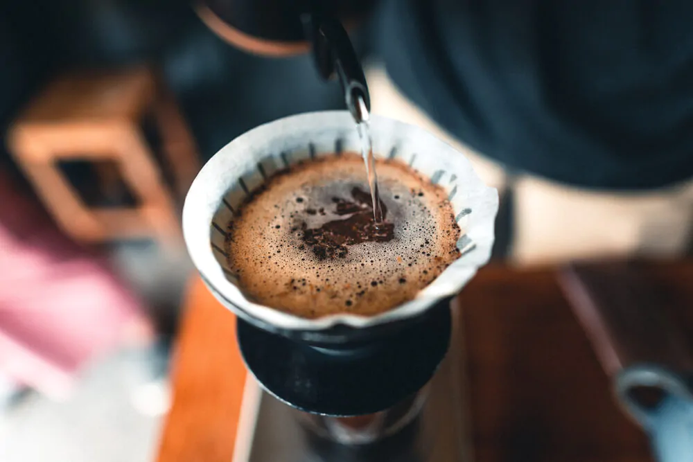Professional barista preparing coffee